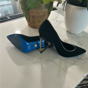 Chic Black and Blue Italian Women's Heels